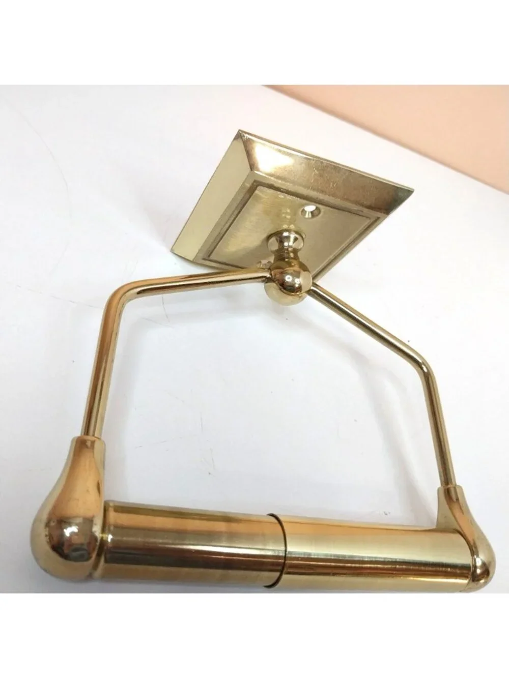 Vintage Brass Wall-Mounted Toilet Paper Holder Rectangular Backplate